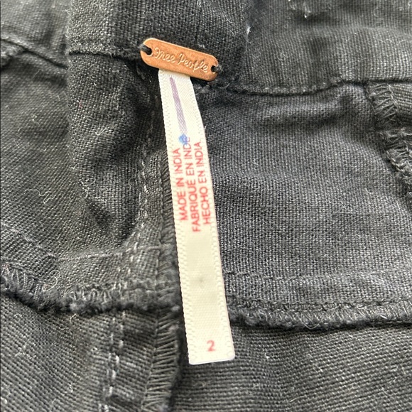 Free People Wide-Leg Paper Bag Linen-Blend Cropped Pants - Picture 3 of 10